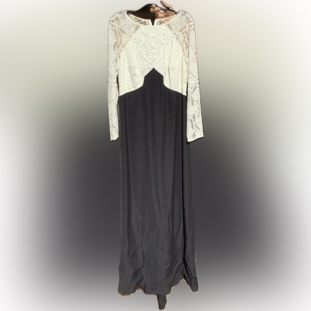 White Lace overlay on Black Formal Dresss